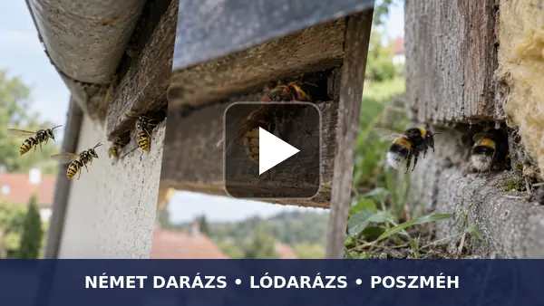 Videó német darazsak, lódarazsak és poszméhek helyszíni kezeléséről